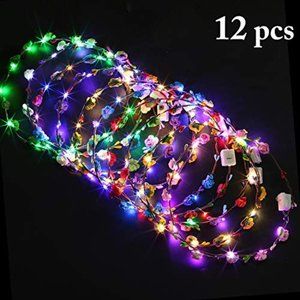 Outgeek LED Flower Headband Wreaths 12PCS
